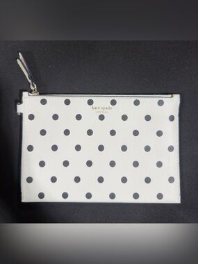 Kate Spade New York Staci Dot Dot Dot Wristlet Cream Black Polka Dots Zip Wallet
